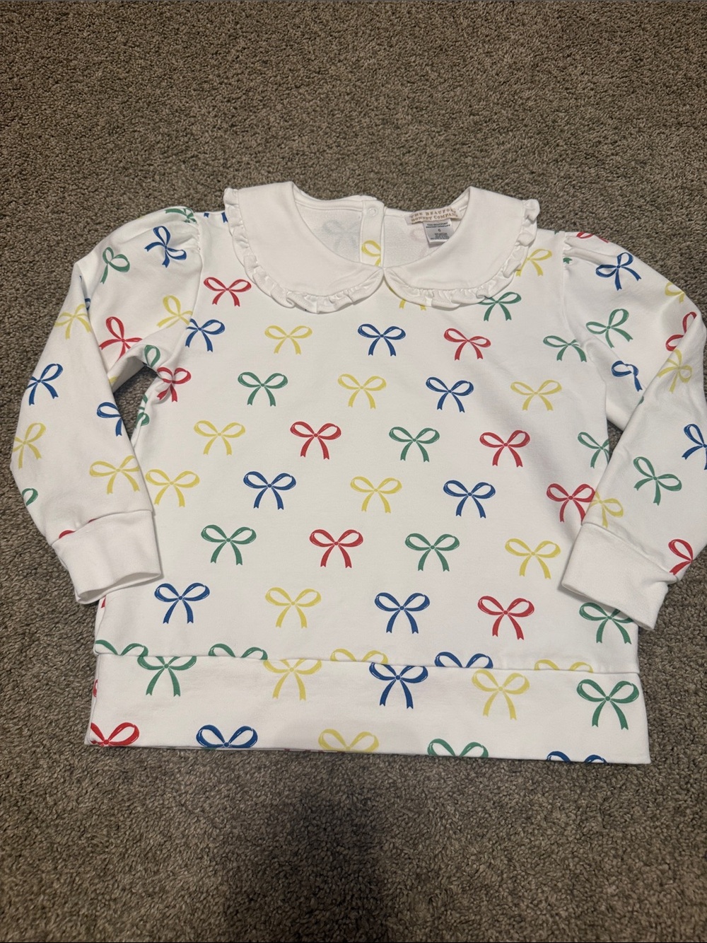 The Beaufort Bonnet Company Girls White Long-Sleeve Top with Multicolor Bows